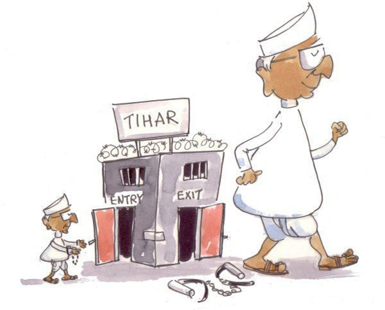 Anna Hazare Power After Tihar Jail Funny, India Pictures, Funny India Pics, cartoons on indian politics, funny political cartoons, political cartoon india
